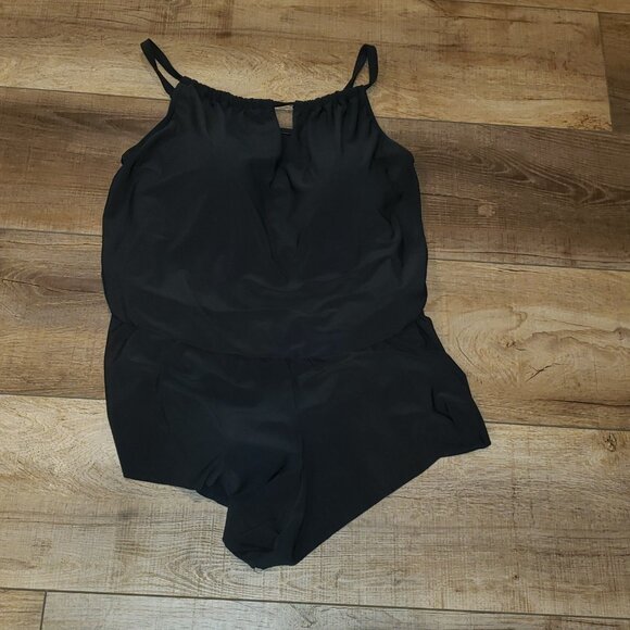 NWOT - Women's High Neck Swim Romper with Pockets One Piece Swimsuit,  Size:  16 - Picture 7 of 13